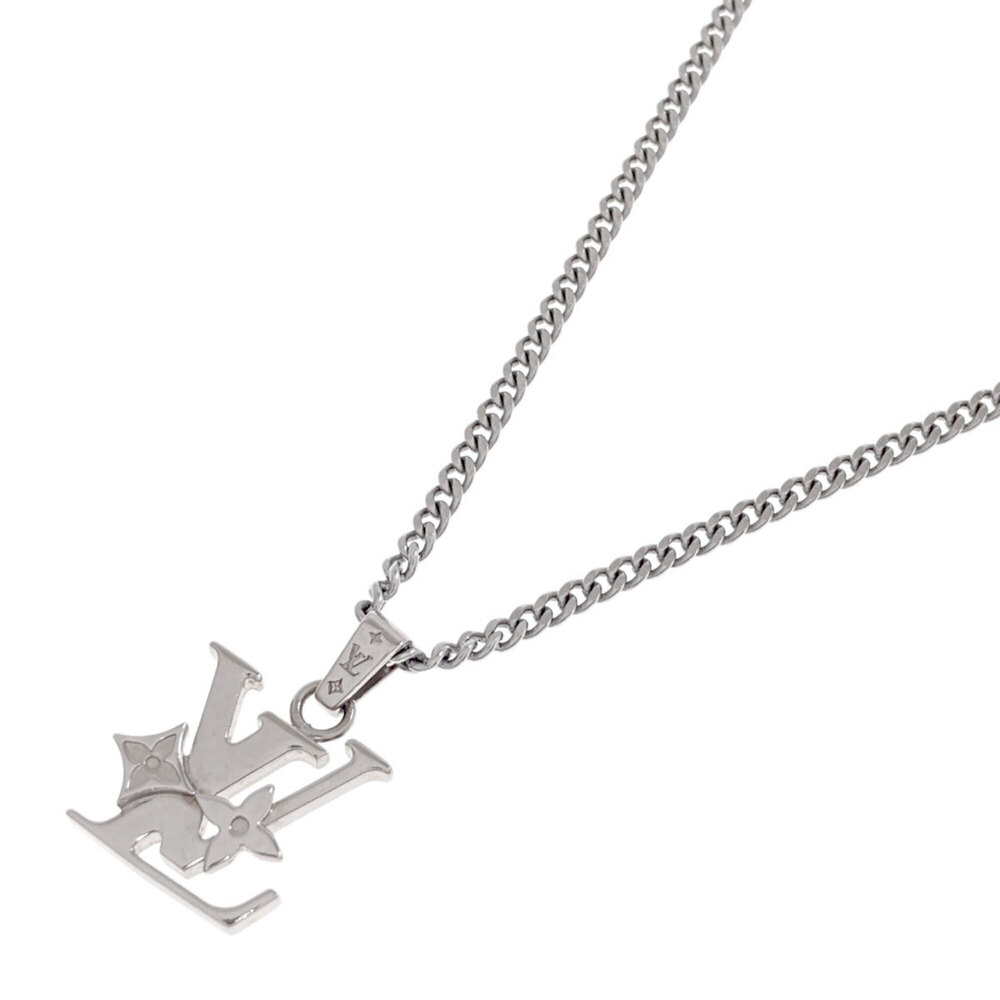 LOUIS VUITTON Silver Monogram Necklace